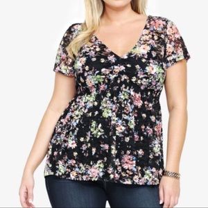 Sheer Torrid floral lace tunic top